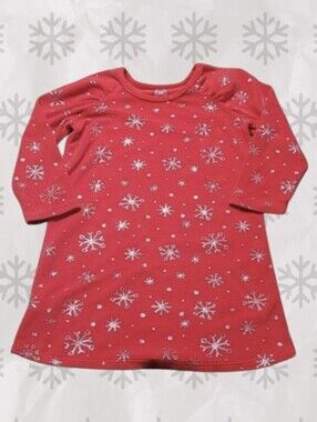 GIRL'S WONDER NATION CHRISTMAS PJ DRESS WITH SILVER SNOWFLAKES